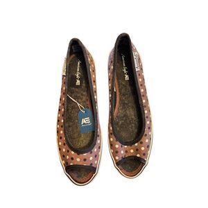 American Eagle NWT Black & White Polk A Dot Flates. Brown Candy Peep Size 7